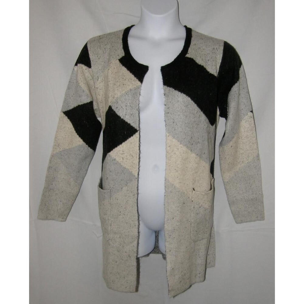 NEW NWOT Sz Large Petite Stretchy Cozy Open Cardigan Sweater Front Pockets D&CO